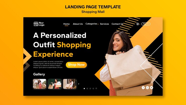 PSD Gratis geometric shopping mall landing page template