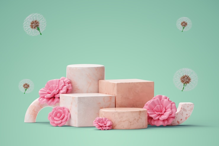 Gratis PSD geometrische bloemen verkoop podium achtergrond