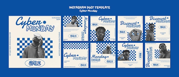 Gratis PSD geometrische cyber maandag instagram post