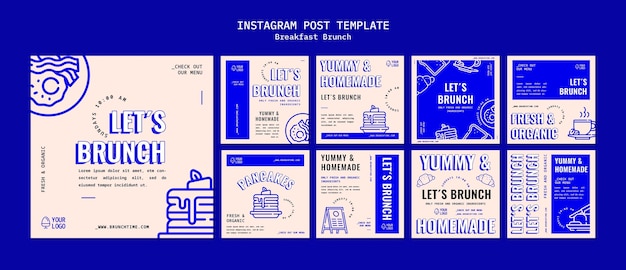 Gratis PSD geometrische ontbijtbrunch instagram posts