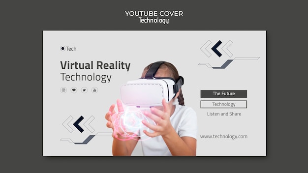 Gratis PSD geometrische technologie innovatie youtube cover