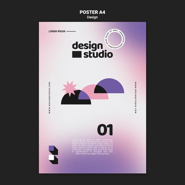 Gratis PSD geometrische verticale poster sjabloon voor ontwerpstudio