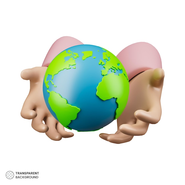 Gesto de mano con globo icono 3d Render ilustración