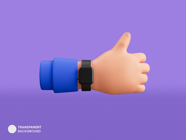 Gesto de mano con icono de reloj de pulsera aislado 3d render ilustración