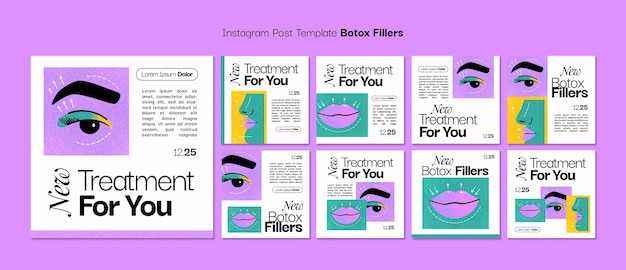 Gratis PSD getextureerde botox-filler instagram-berichten