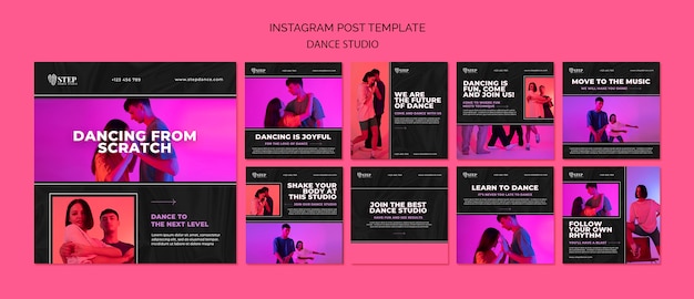 Gratis PSD getextureerde dansstudio instagramverhalen