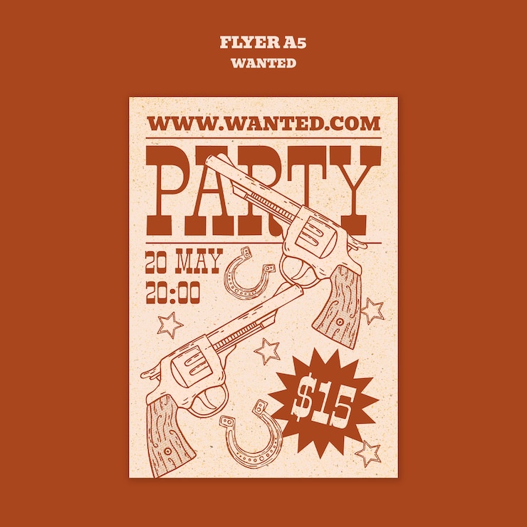 Gratis PSD gewenste westerse poster sjabloon
