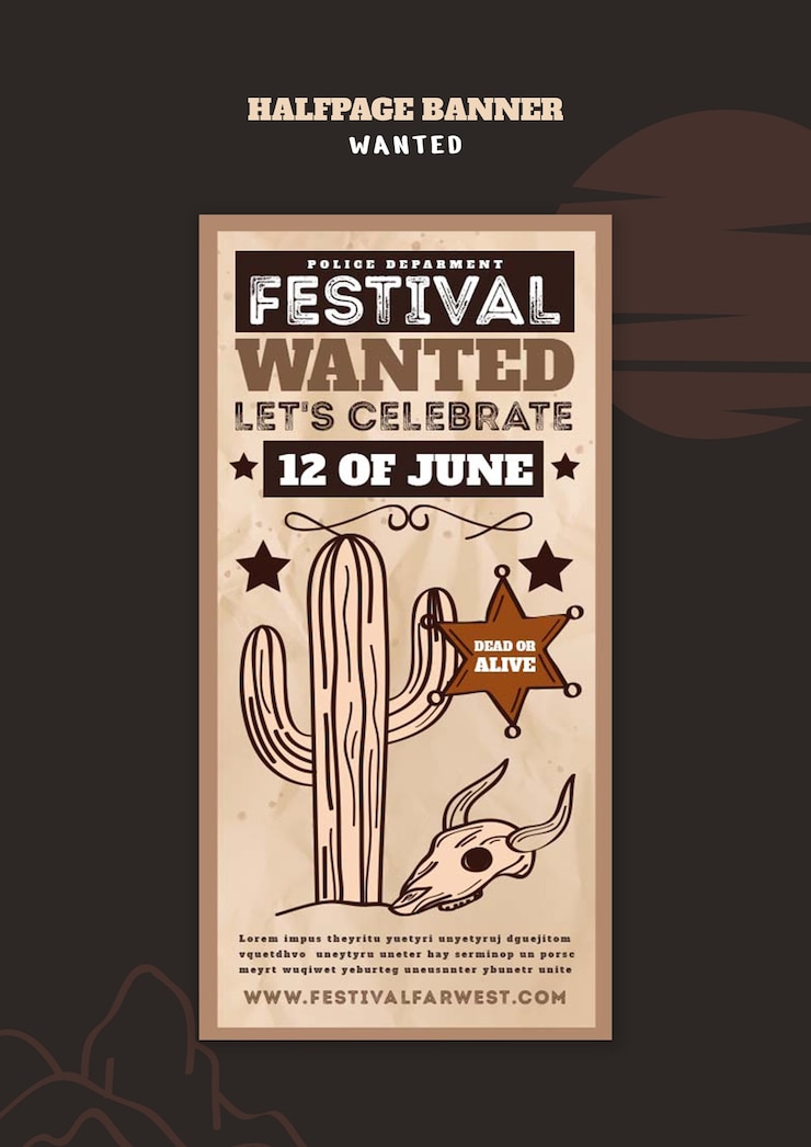 Gratis PSD gewenste westerse poster sjabloon