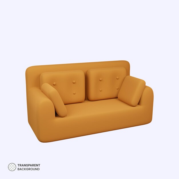 Gezellige Sofa Set pictogram geïsoleerd 3d render illustratie