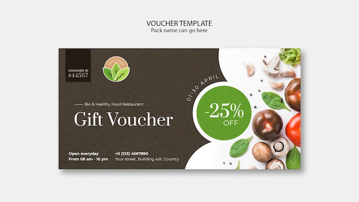 Gratis PSD gezond eten restaurant voucher sjabloon