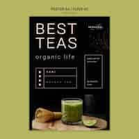 Gratis PSD gezond matcha-theevliegerconcept