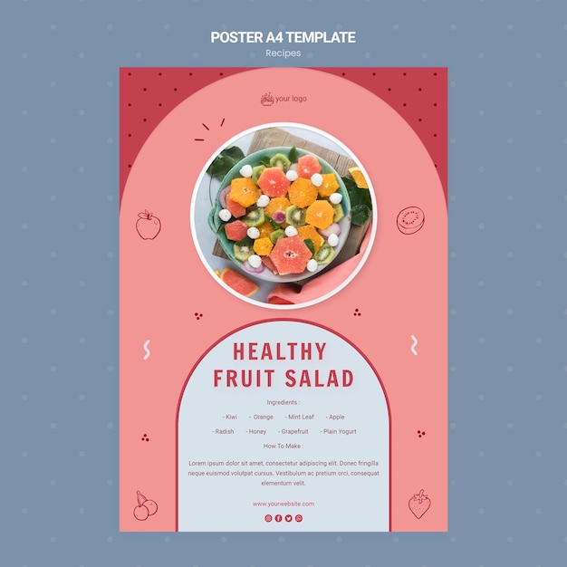 Gratis PSD gezonde fruitsalade folder sjabloon