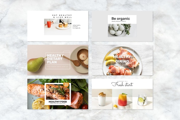 Gezonde voeding banner sjabloon psd set