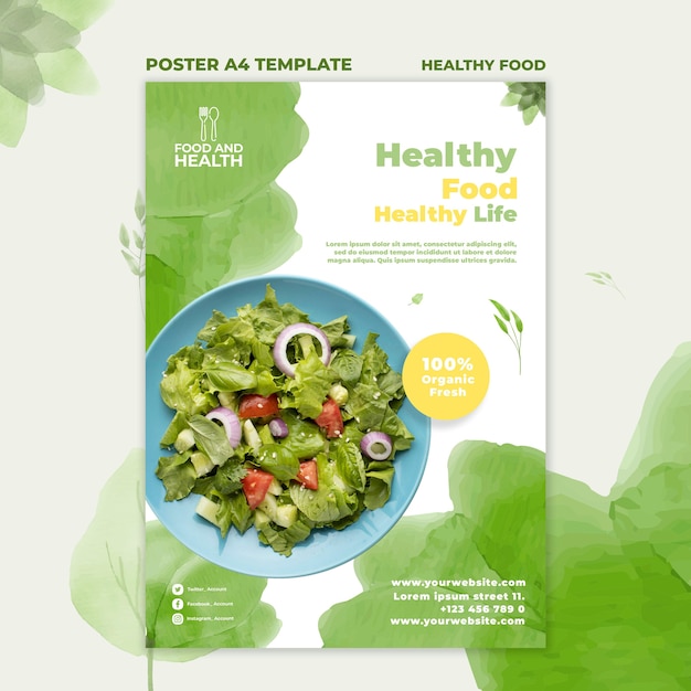 Gratis PSD gezonde voeding concept poster sjabloon