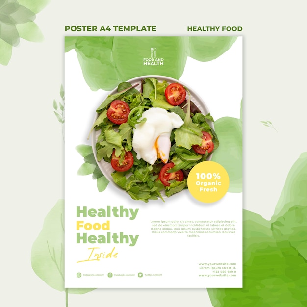 Gratis PSD gezonde voeding concept poster sjabloon