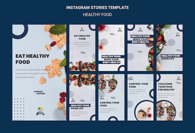 Gezonde voeding instagram verhalen sjabloon