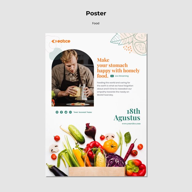Gezonde voeding poster sjabloon