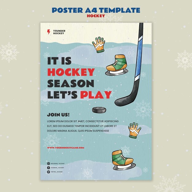 Gioca al modello di poster della partita di hockey