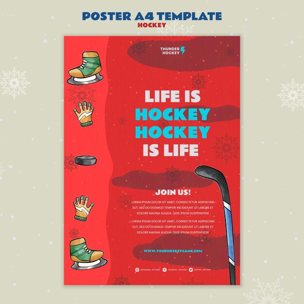 Gioca al modello di poster della partita di hockey