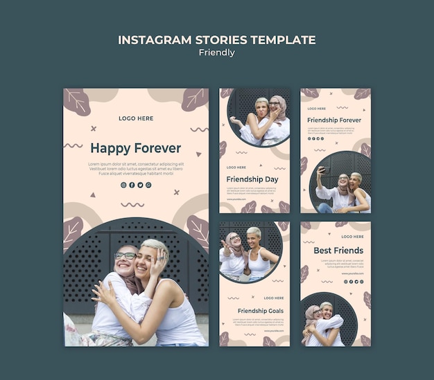 Giornata dell'amicizia con storie di instagram di giovani adulti