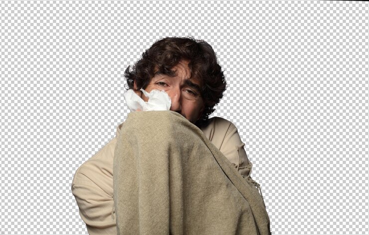 PSD gratuito giovane adulto barbuto con una coperta
