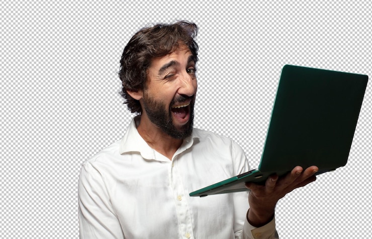 PSD gratuito giovane adulto che usa un portatile