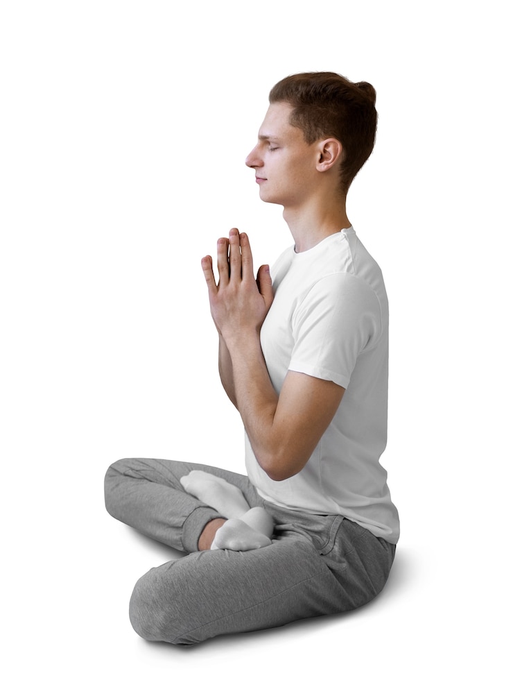 PSD gratuito giovane che fa una posizione di yoga