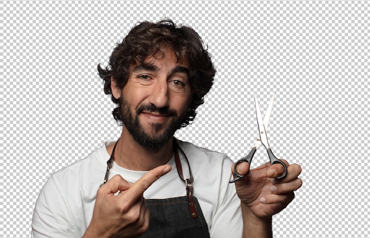 PSD gratuito giovane uomo barbuto adulto concetto di barbiere