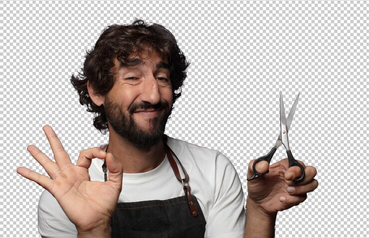 PSD gratuito giovane uomo barbuto adulto concetto di barbiere