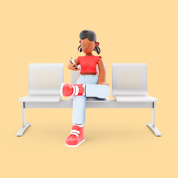 PSD Gratis girl character sitting on bench