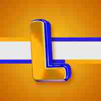 Gratis PSD glanzend geel alfabet met blauwe 3d letter l