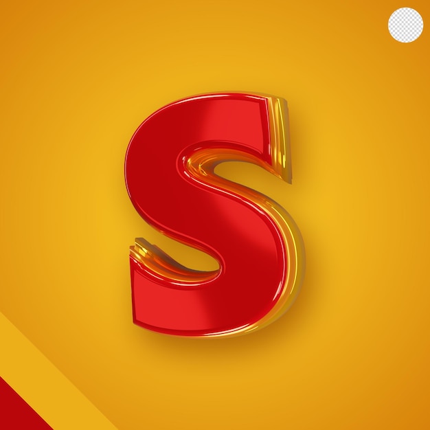 Gratis PSD glanzend rood alfabet met gele 3d-letter s