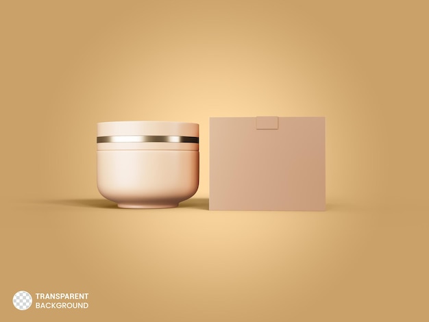 Gratis PSD glanzende cosmetische zalfpotje met doospictogram 3d render illustratie