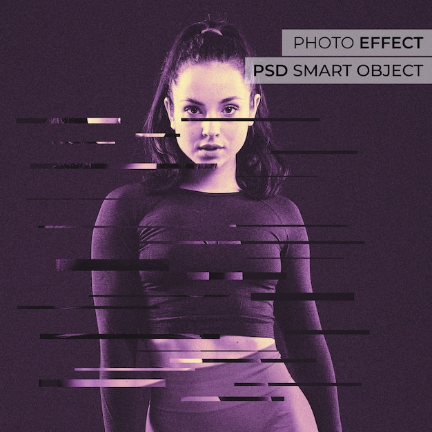 Gratis PSD glitch duotone foto-effect