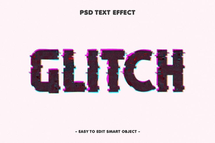 PSD gratuito glitch effetto di testo modificabile