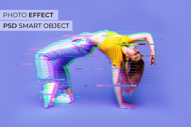 Gratis PSD glitch foto-effect ontwerp