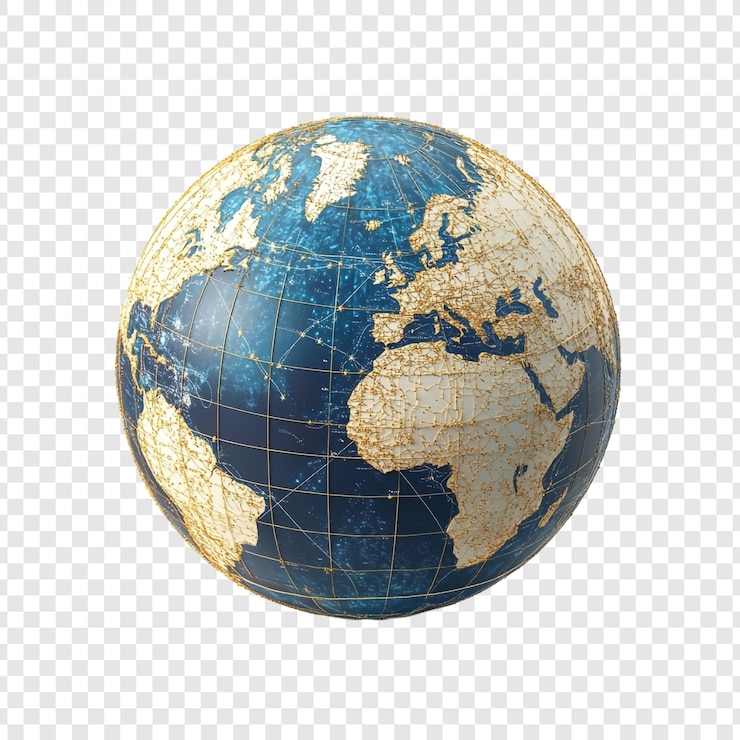 Gratis PSD global network een 3d-weergave van de onderling verbondenheid van de aarde