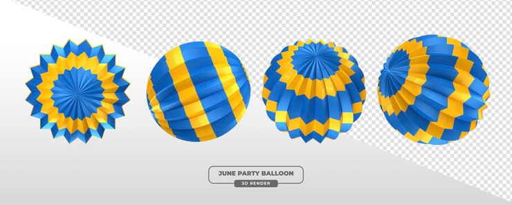PSD gratuito los globos de la fiesta de junio 3d