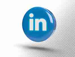 Gratis PSD gloeiend linkedin-logo op een realistische 3d-cirkel