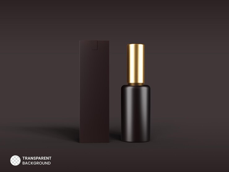 PSD Gratis glossy cosmetic bottle icon with product box isolated