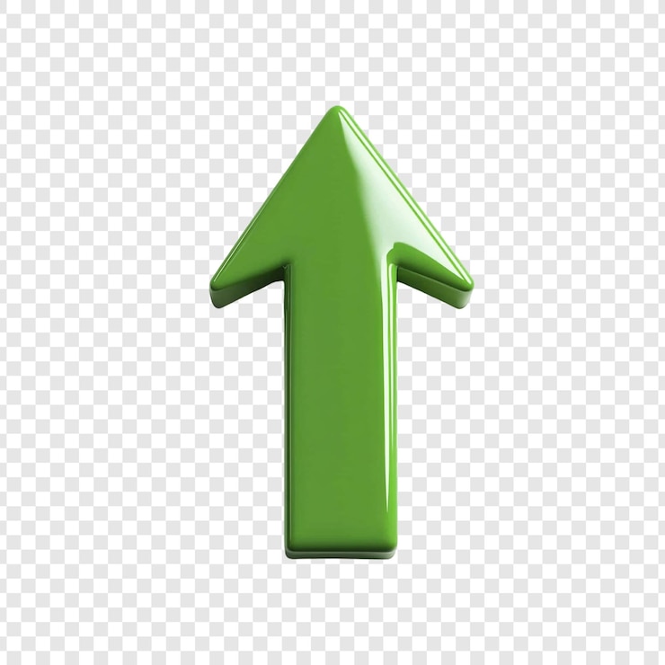 PSD Gratis glossy green up arrow 3d render