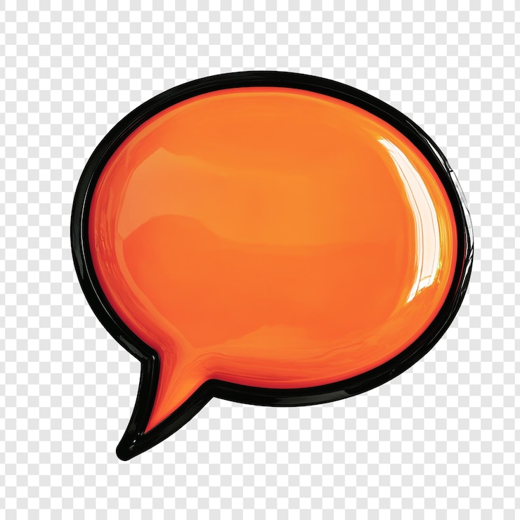 PSD gratuito glossy orange speech bubble 3d render una vibrante bolle di discorso arancione lucido