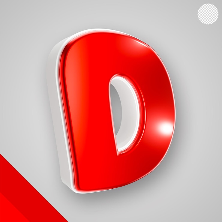 PSD Gratis glossy red alphabet with white 3d letter d