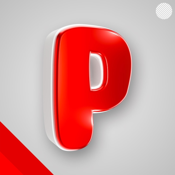 PSD Gratis glossy red alphabet with white 3d letter p