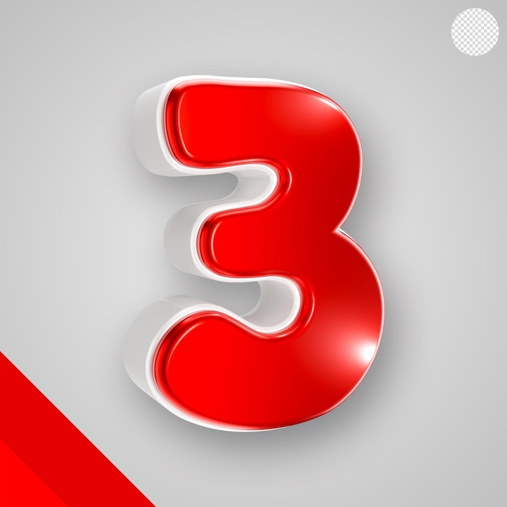 PSD Gratis glossy red numbers with white 3d letter 3