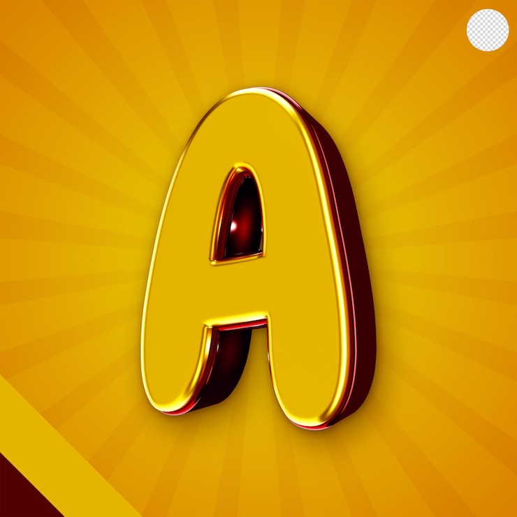 PSD Gratis glossy yellow alphabet 3d letter a
