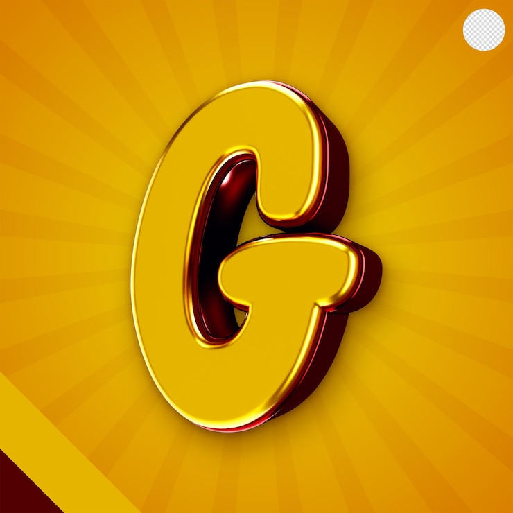 PSD Gratis glossy yellow alphabet 3d letter g