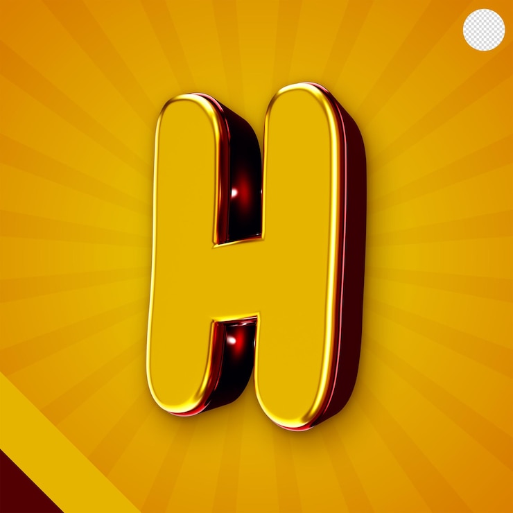 PSD Gratis glossy yellow alphabet 3d letter h