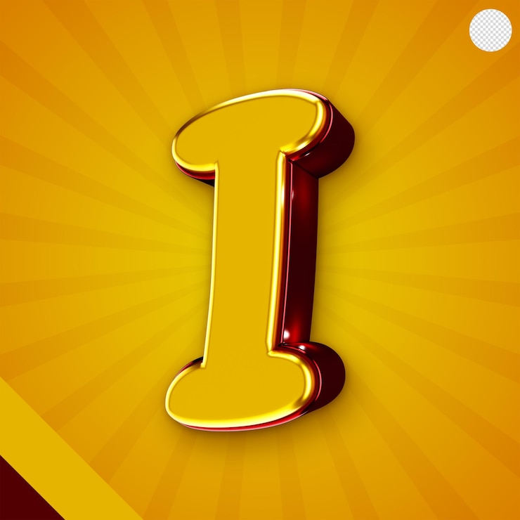 PSD Gratis glossy yellow alphabet 3d letter i