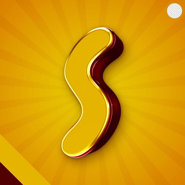 PSD Gratis glossy yellow alphabet 3d letter s
